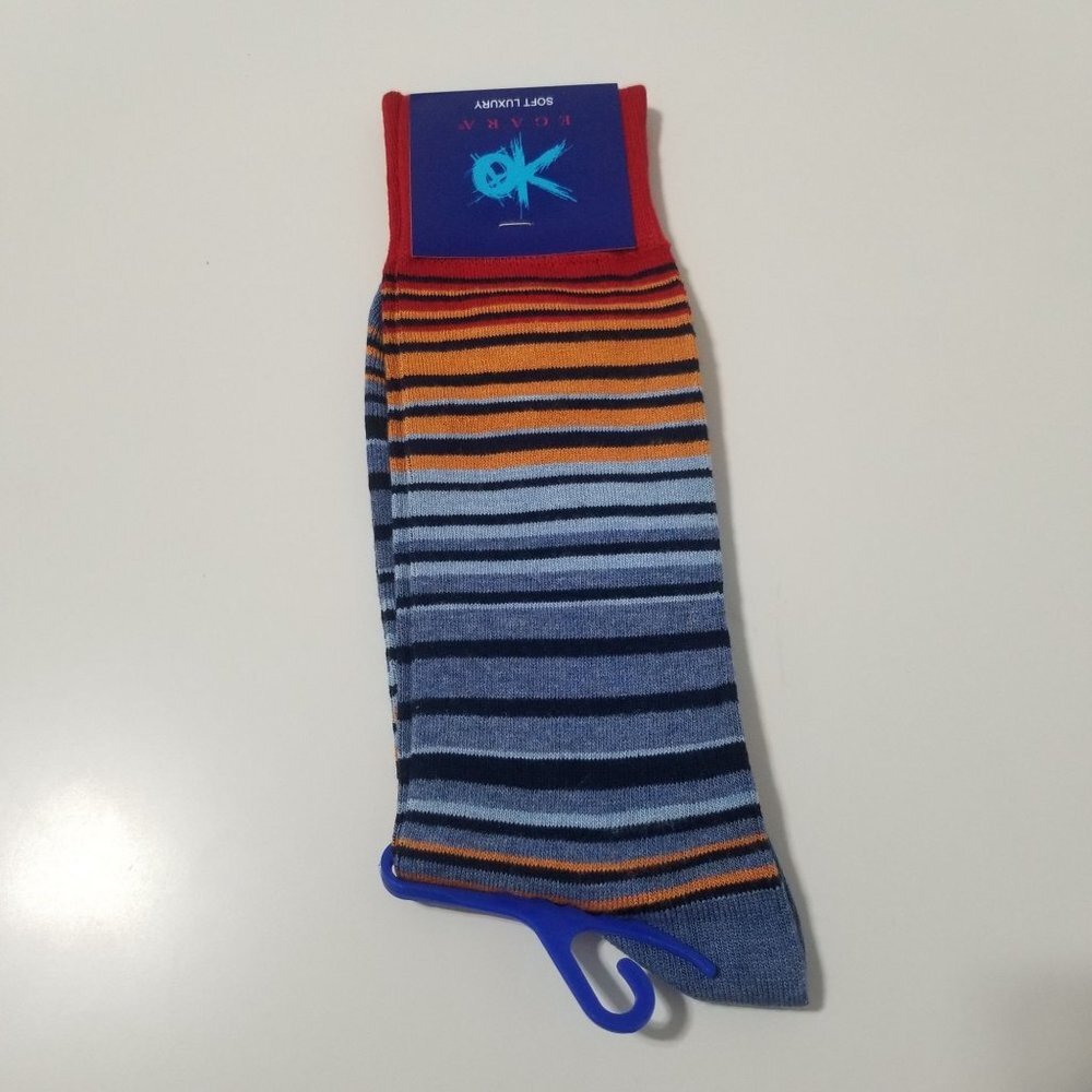 NWT EGAEA SOFT LUXURY Striped Multi Colored SOCKS Fits Sock Size 10-13 - Picture 3 of 6